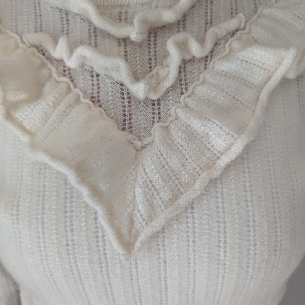 Cream Ruffle Sweater - Picture 2 of 5